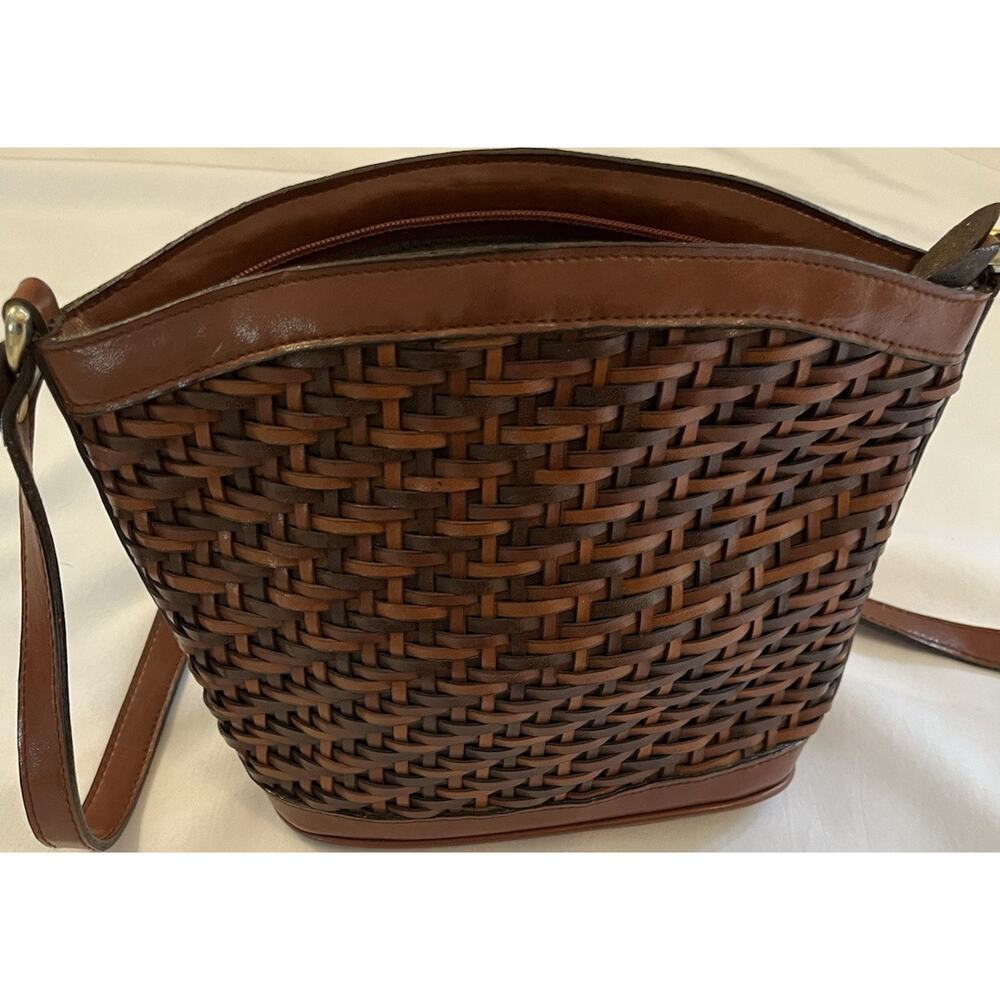 Leather Woven Brown Shoulder Crossbody Bag Purse Womens